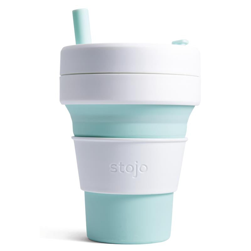 Large Reusable Collapsible Coffee Cup, with silicone straw